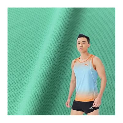 75D Yarn Count Ivory Polyester Eyelet Bird Eye Mesh Jersey Fabric For Sportswear